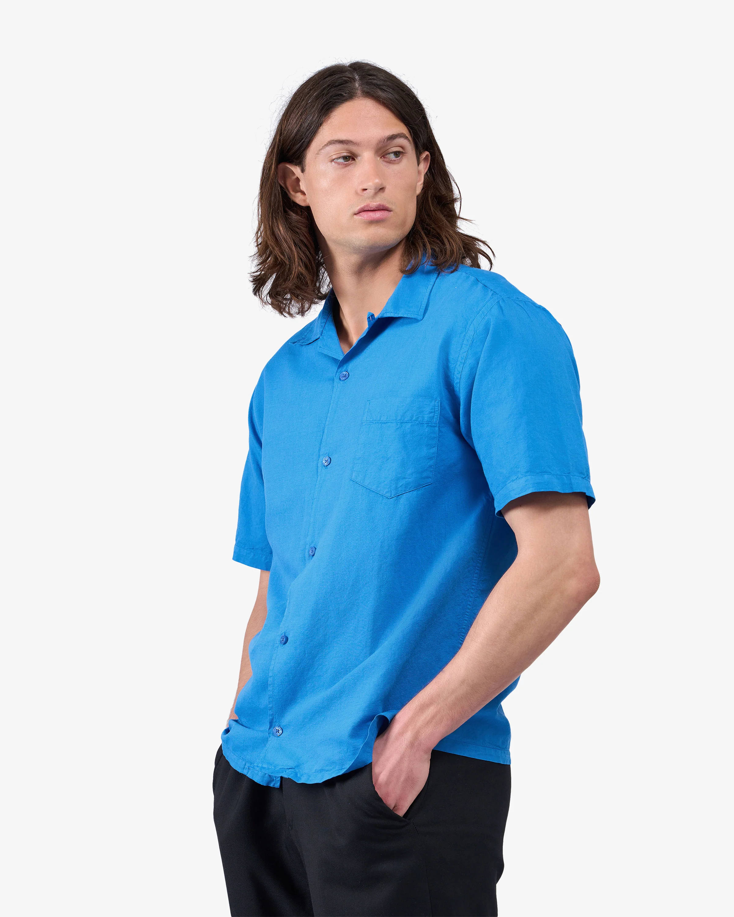 Linen Short Sleeved Shirt - Lava Grey - Image 5