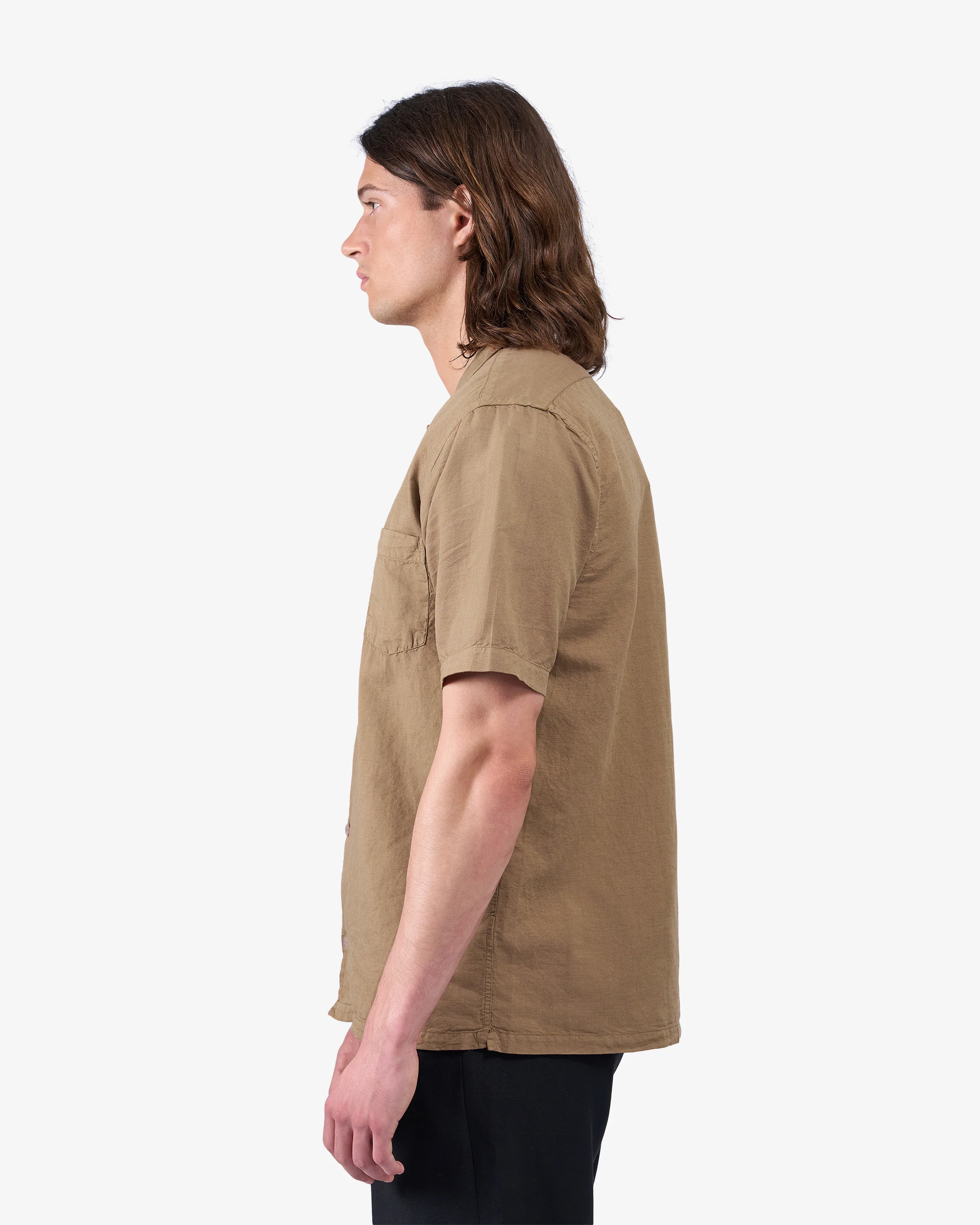Linen Short Sleeved Shirt - Sahara Camel - Image 4