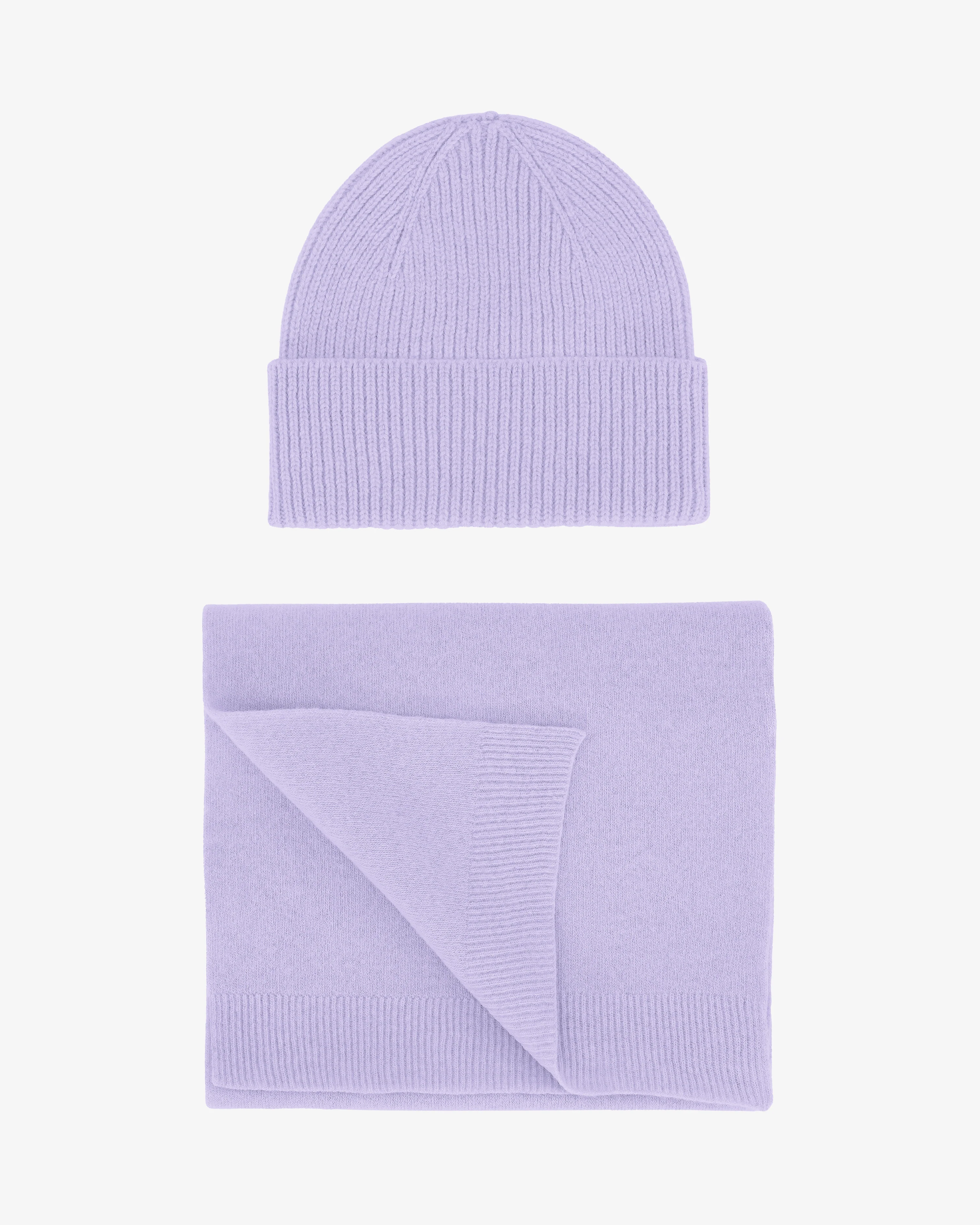 Merino Wool Beanie & Scarf - Soft Lavender