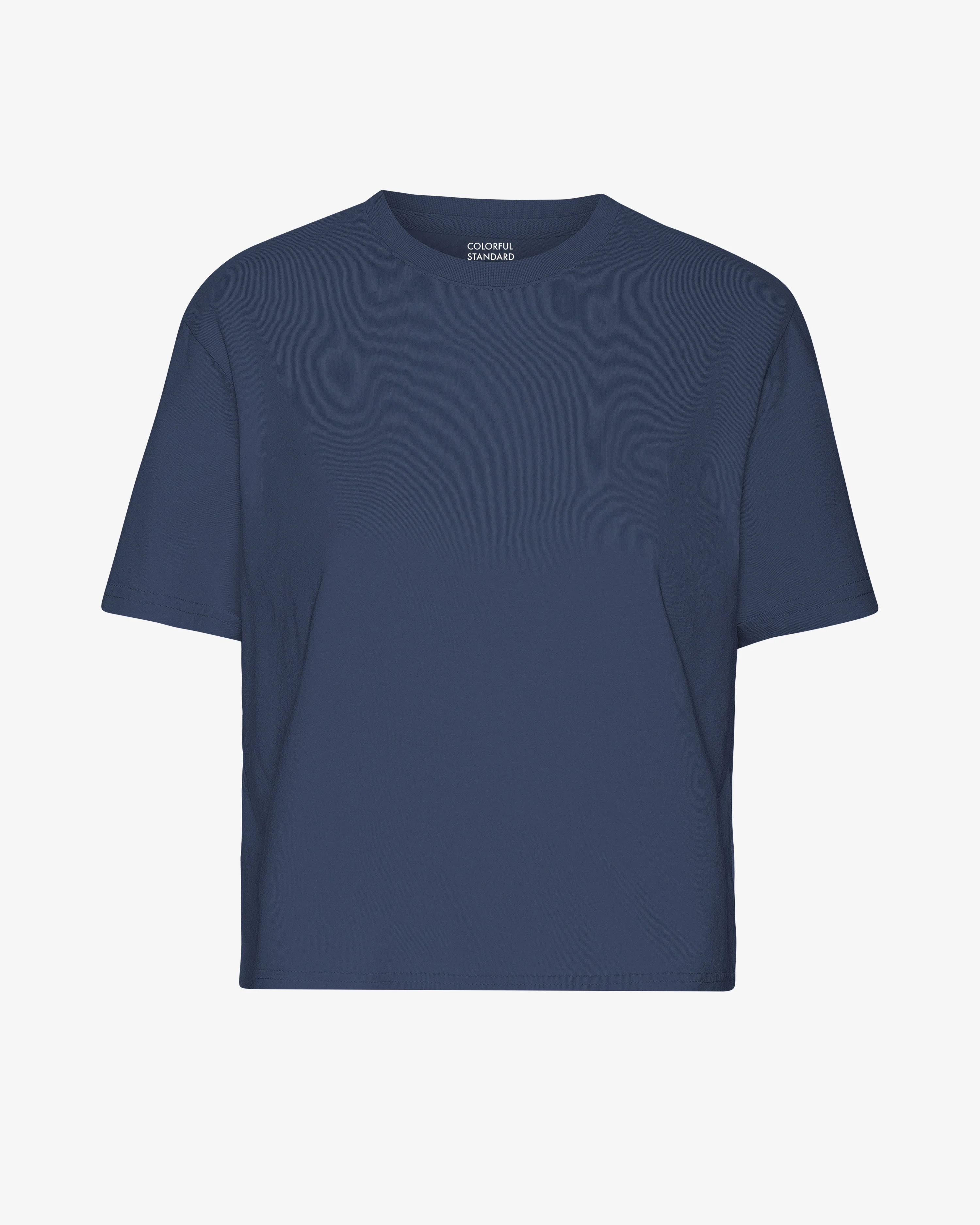 Organic Boxy Crop Tee - Petrol Blue